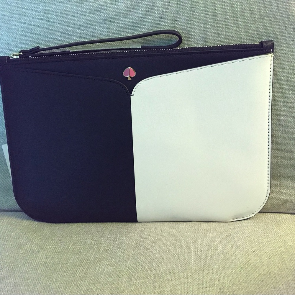 kate spade Black and White Colorblock Wristlet Clutch